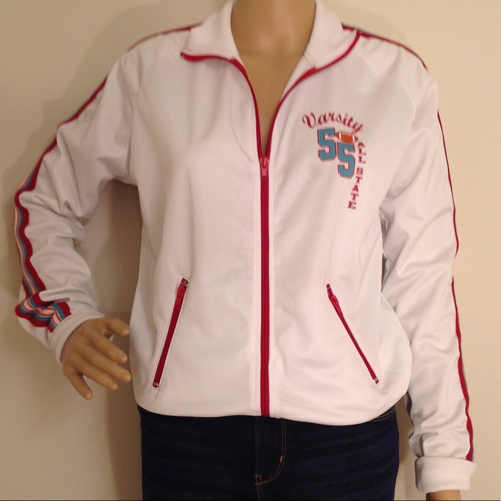 RUE 21 WARM UP JACKET LARGE WHITE RED AND TEAL - Picture 7 of 12